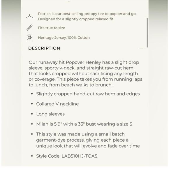 Frank & Eileen Patrick Popover Henley Top - Size Medium (new) - Picture 3 of 7